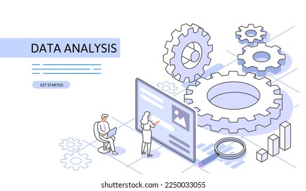 Web design and tuning Isometric Concept. Use for web page, banner, infographics. Flat illustration editable line.