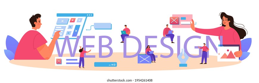 typografische Header für Webdesign. Webseitenmodellierung, Schnittstellenentwicklung