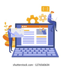 Web Design, UI / UX, Development, E- Learning, Teamwork, Startup Concept for web page, banner, presentation. Vector illustration