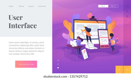 Web design, User Interface UI and User Experience UX content organization. Web design development concept.Website interface UI template. Landing web page with infographic concept creative hero header