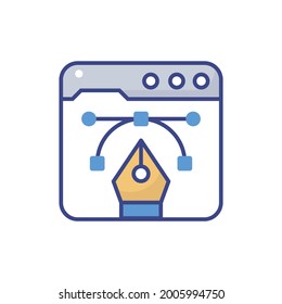 Web Design vector flat outline fill icon style illustration. EPS 10 file 