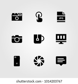 Web Design vector icon set. color palette, jpg, tap and chat
