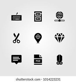 Web Design vector icon set. keyboard, internet, placeholder and web