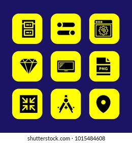 Web Design vector icon set. diamond, decrease, browser and tablet