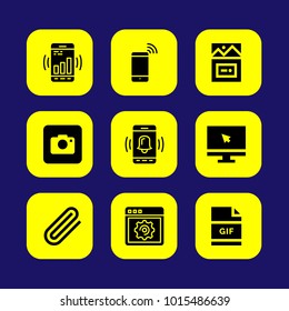 Web Design vector icon set. browser, smartphone, paperclip and monitor
