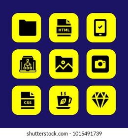 Web Design vector icon set. laptop, folder, tablet and photo camera