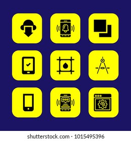 Web Design vector icon set. smartphone, tablet, layers and cloud download