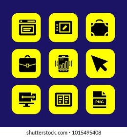Web Design vector icon set. browser, briefcase, smartphone and png