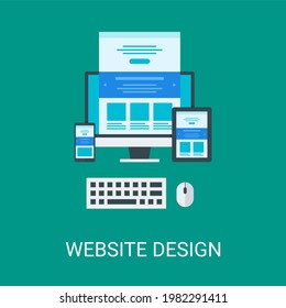 Web design vector illustration background in flat style. Suitable for web banners, social media, postcard, presentation and many more.