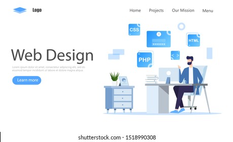 Web Design Vector Illustration Concept, Suitable for web landing page, ui, mobile app, editorial design, flyer, banner, and other related occasion