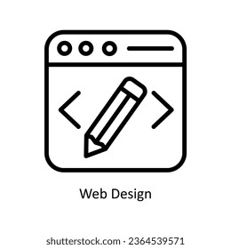 Web Design vector  outline Icon Design illustration. Graphic Design Symbol on White background EPS 10 File
