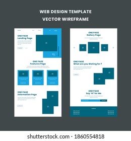 Web design wireframe template for business editable vector in blue color