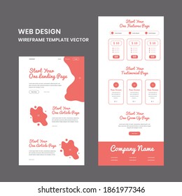 Web design wireframe template flat vector editable file for business abstract concept