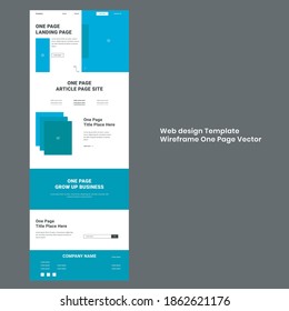 Web design wireframe template modern flat vector editable for business blue color