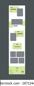 Webdesign-Wireframe-Vorlage für Online-Business mit moderner, flacher grüner Farbe