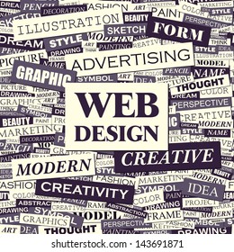 WEB DESIGN. Word cloud concept illustration. 
