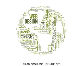 Web design word cloud template. Creative concept vector background.