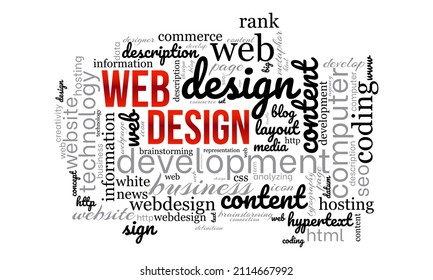 Web design word cloud template. Creative concept vector background.
