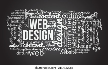 Web design word cloud template. Creative concept vector background.