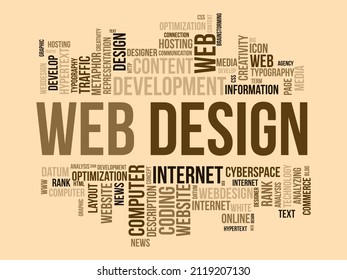 Web design word cloud template. Creative concept vector background.