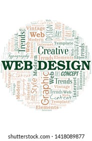 Web Design word cloud. Wordcloud made with text only.