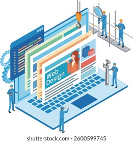 Web design and worker illustration