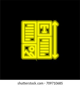 Web design yellow glowing neon ui ux icon. Glowing sign logo vector