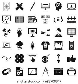 Web designer icons set. Simple style of 36 web designer vector icons for web isolated on white background