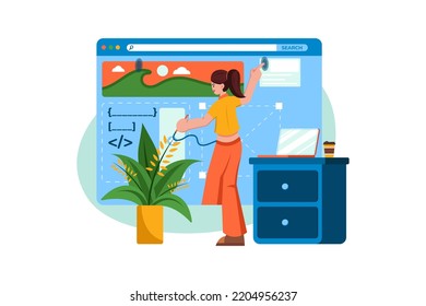 Concepto de Ilustración de Diseñador Web sobre fondo blanco