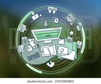 Web designer profession detailed illustration for promotional poster.