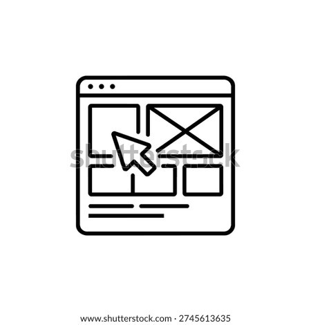 Web designer profession icon black and white web designer interface layout vector web designer wireframe concept for creative professions