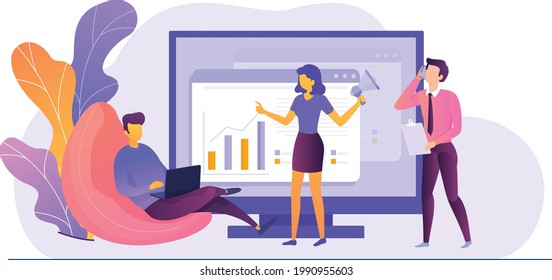 web designer working with laptop fixing wordpress vector flat Illustration