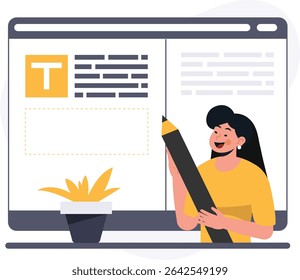 Designer da Web trabalhando em um site