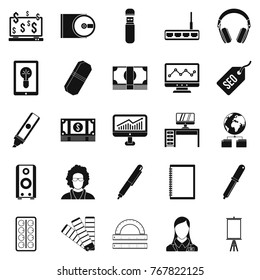 Web designing icons set. Simple set of 25 web designing vector icons for web isolated on white background