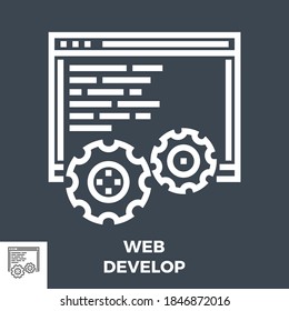 Web Develop Thin Line Vector Icon Isolated on the Black Background.