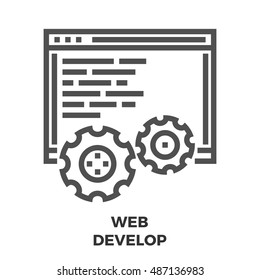 Web Develop Thin Line Vector Icon Isolated on the White Background.