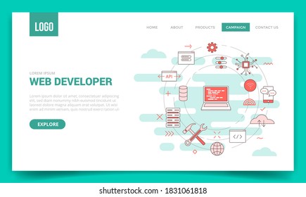 web developer concept with circle icon for website template or landing page banner homepage