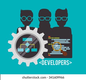 Web developer concept with technology icons design, vector illustration 10 eps graphic