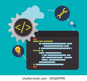 Web developer concept with technology icons design, vector illustration 10 eps graphic