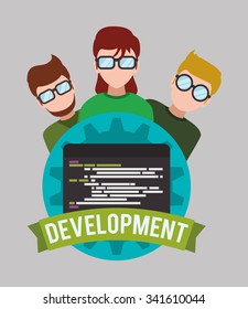 Web developer concept with technology icons design, vector illustration 10 eps graphic