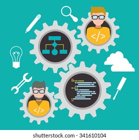 Web developer concept with technology icons design, vector illustration 10 eps graphic