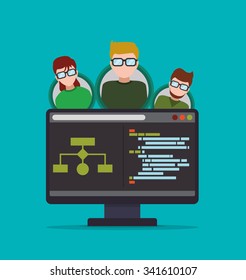 Web developer concept with technology icons design, vector illustration 10 eps graphic