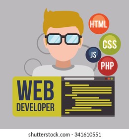 Web developer concept with technology icons design, vector illustration 10 eps graphic