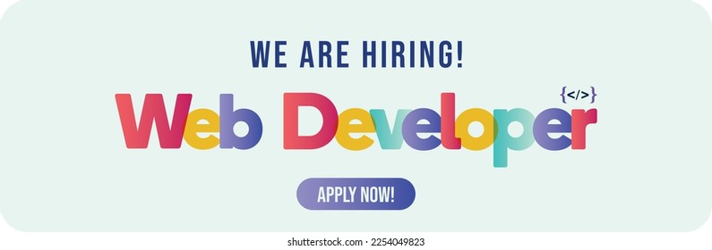 Web Developer hiring. We are hiring. Hiring programmer, developer, a coder for a job concept. job banner. vacancy software engineer. PHP, JAVA, Script. Apply now. Hiring Coder. Vacancy Post, Banner.