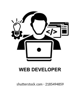 Web developer icon isolated on white background vector illustration.