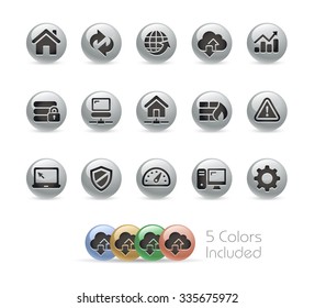 Web Developer Icons // Metal Round Series -- The vector file includes 5 color versions for each icon in different layers.