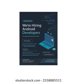 Web developer job vacancy template  computer illustration