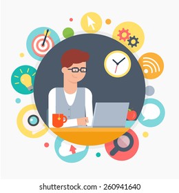 Web developer, programmer, designer. Vector illustration, web development concept