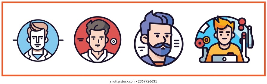 web developer software engineer flat minimal vector logo style silhouette collection