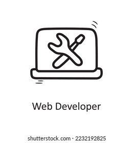 Web Developer vector outline Icon Design illustration. Business Symbol on White background EPS 10 File